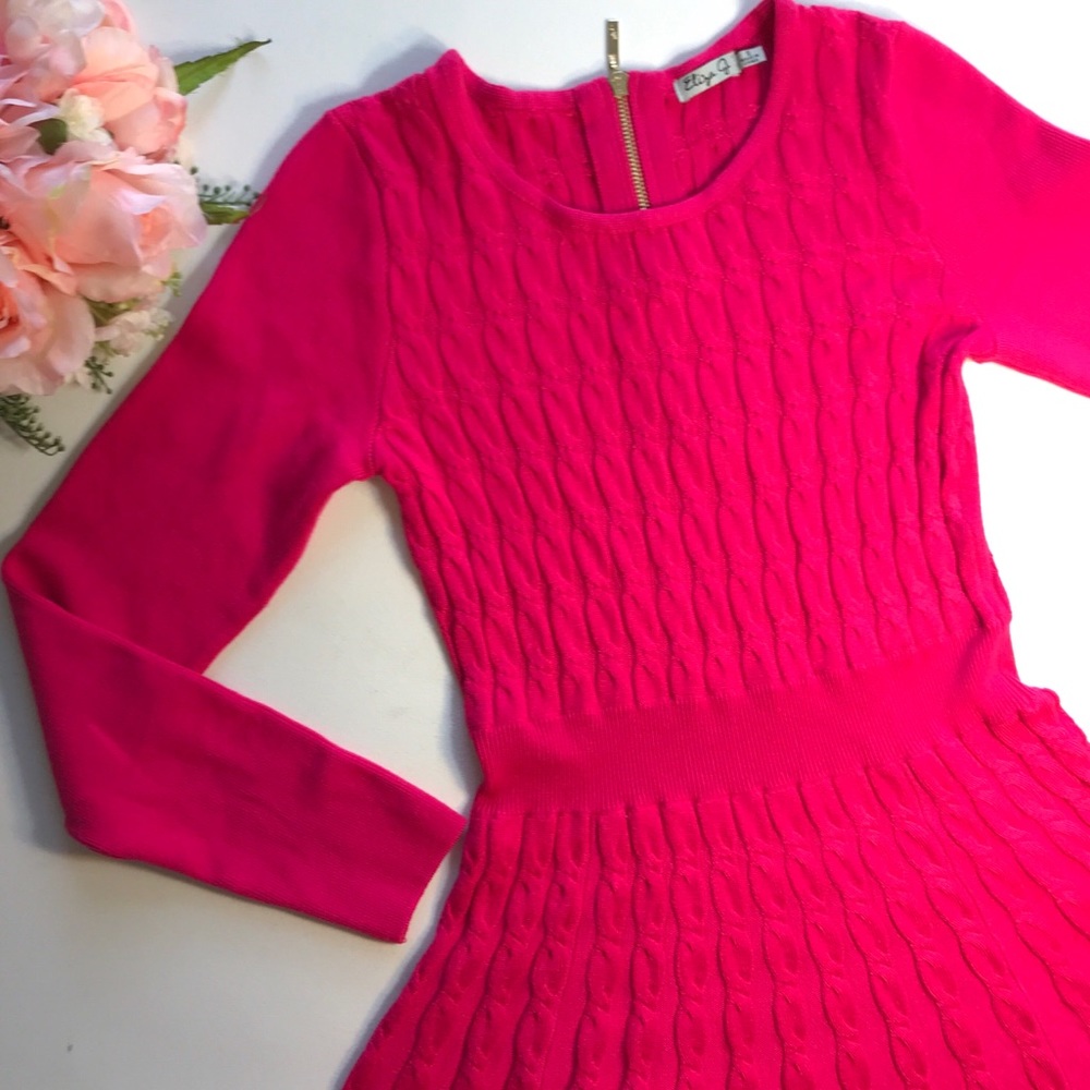 Eliza J Pink Cable Knit Dress